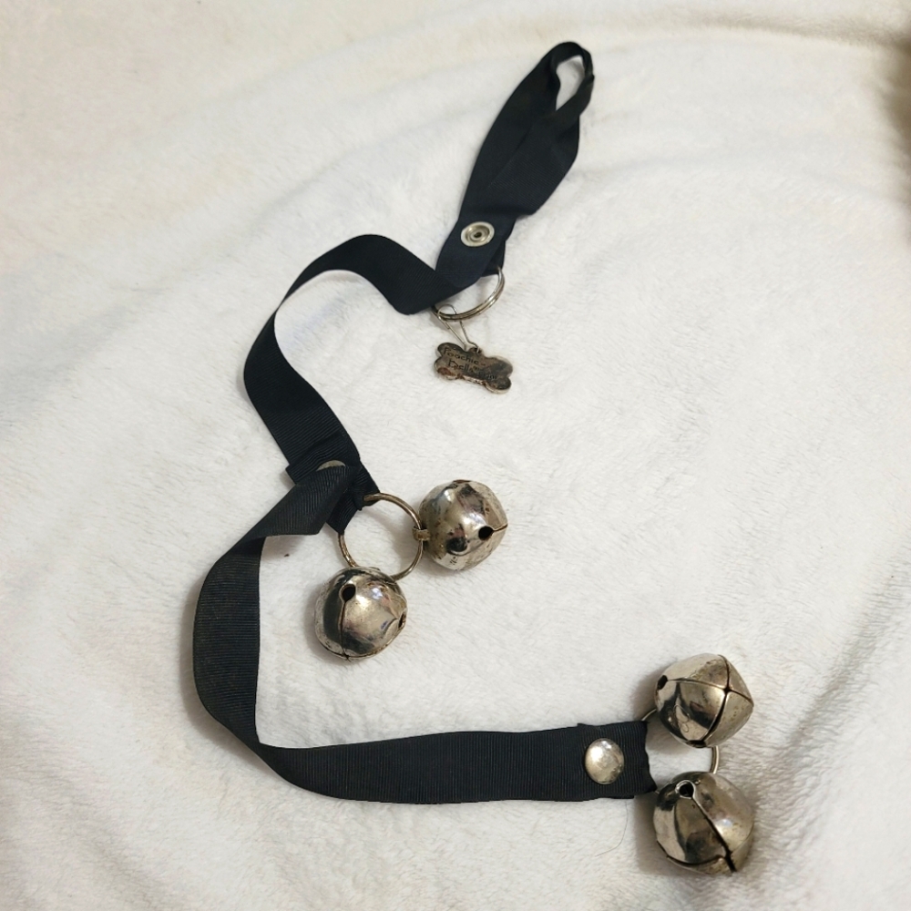 Poochie Bells Dog Potty House Training Bells Hang On Door Black Silver‎ Puppy